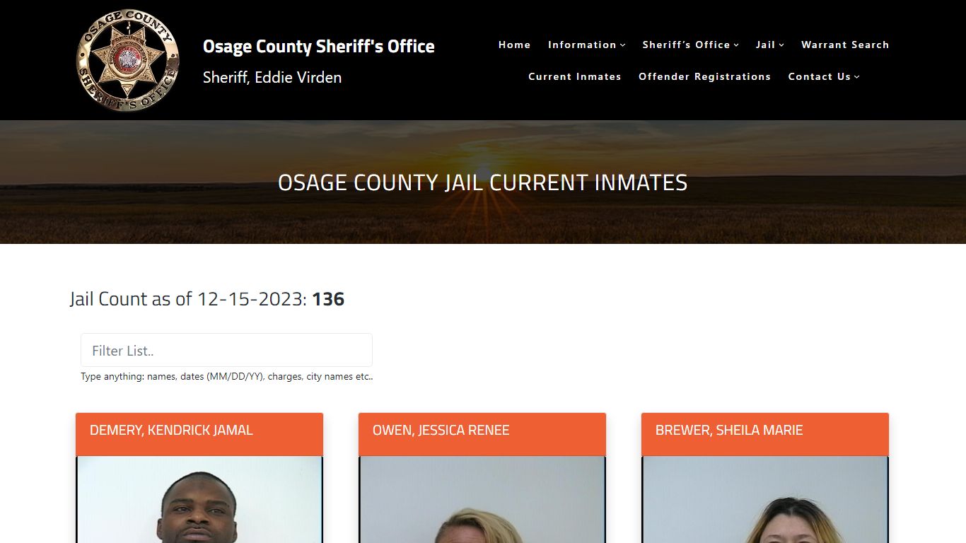 Osage County Jail Current Inmates – Osage County Sheriff's Office